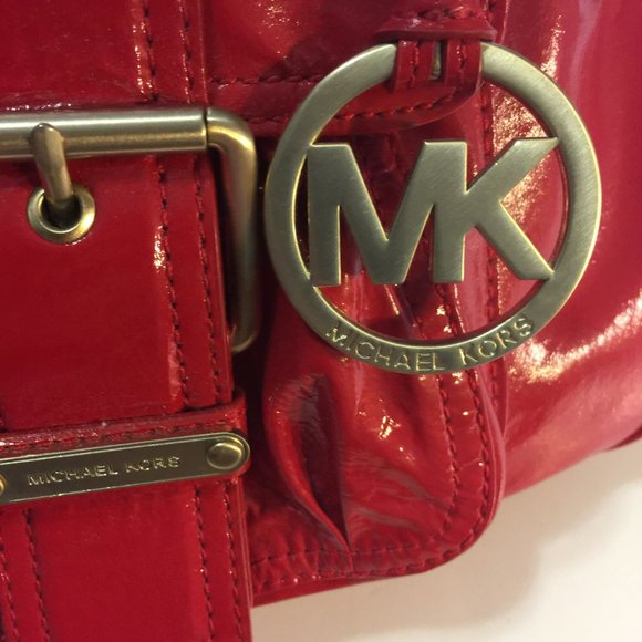 MICHAEL KORS PATENT LEATHER RED SATCHEL - Picture 2 of 6